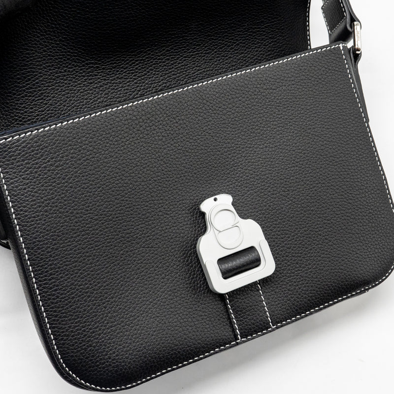 Dior Medium Saddle Flap Messenger Bag Grained Calfskin Black GHW