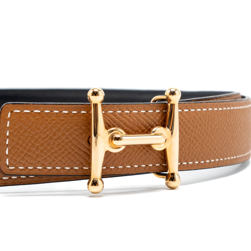 Hermes Size85 Double sided 24mm belt gold with Mors H Buckle Rose gold stamp c