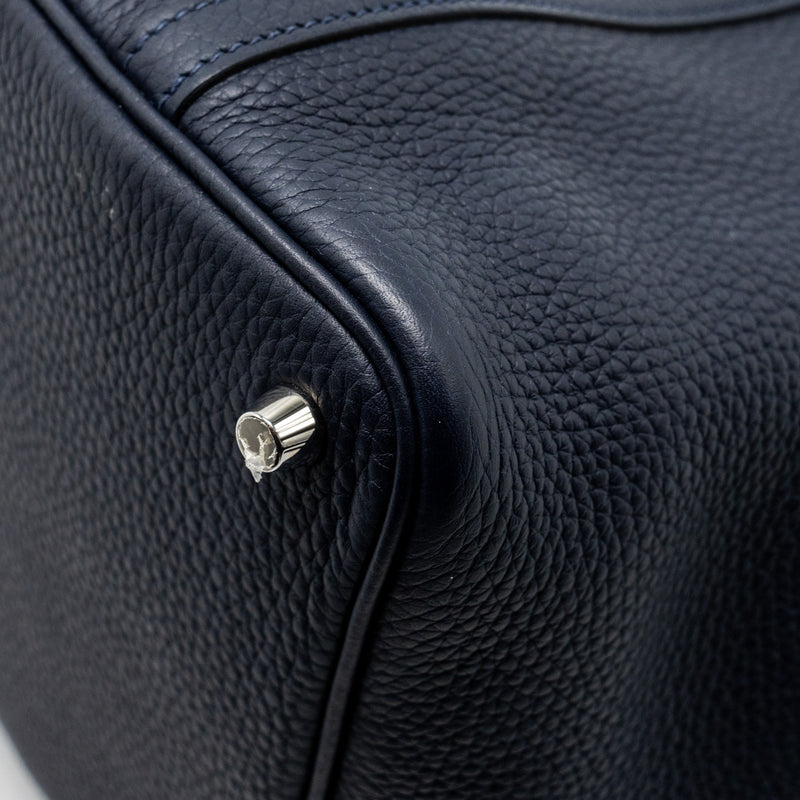Hermes Picotin 18 lock Bag Clemence Blue Nuit / Rose Pourpre SHW Stamp A