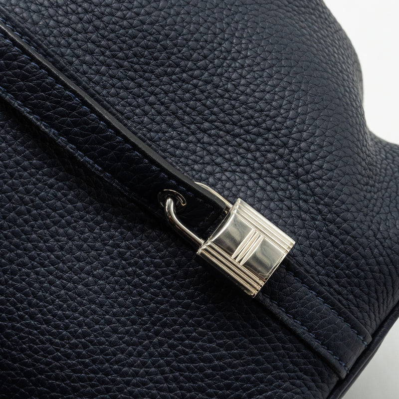 Hermes Picotin 18 lock Bag Clemence Blue Nuit / Rose Pourpre SHW Stamp A