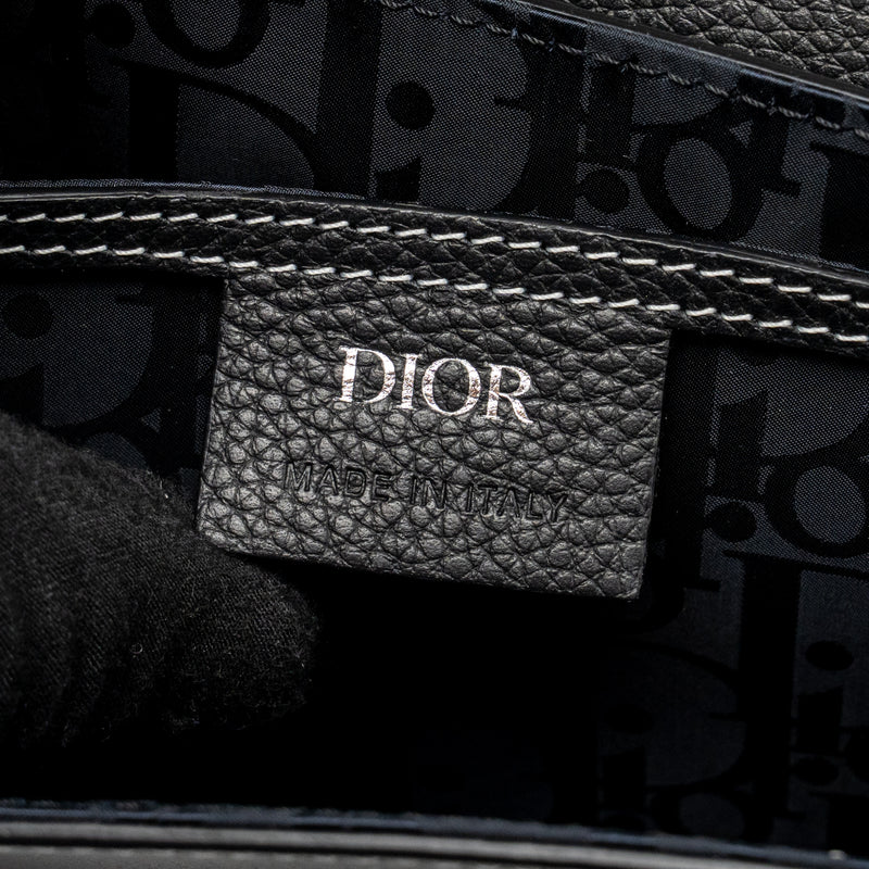 Dior Medium Saddle Flap Messenger Bag Grained Calfskin Black GHW
