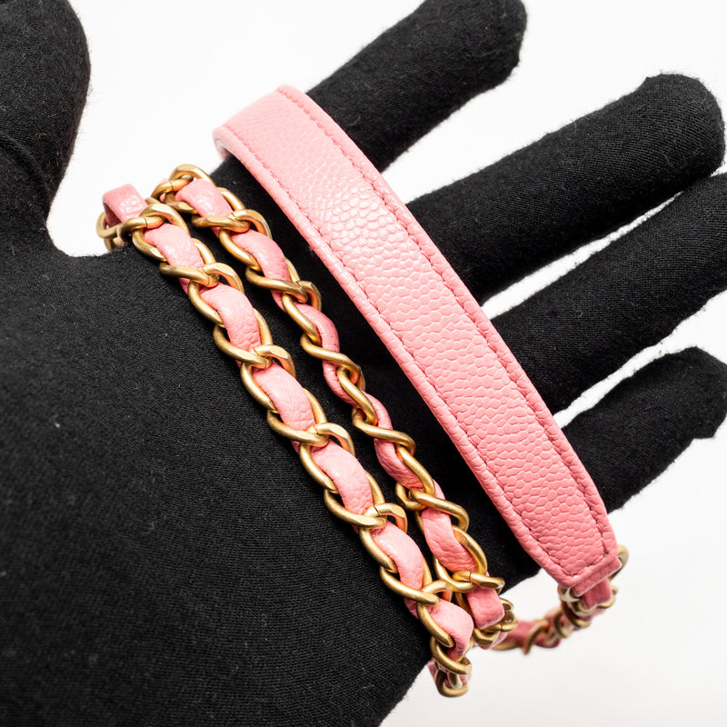 Chanel 22S Letter Top Handle Small Vanity Case Caviar Pink Brushed GHW (Microchip)