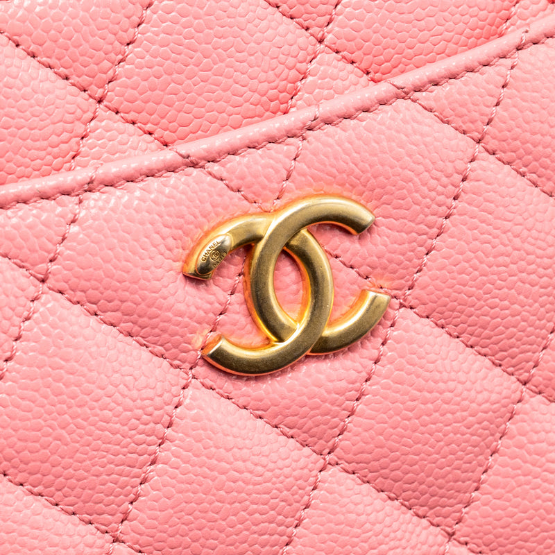 Chanel 22S Letter Top Handle Small Vanity Case Caviar Pink Brushed GHW (Microchip)