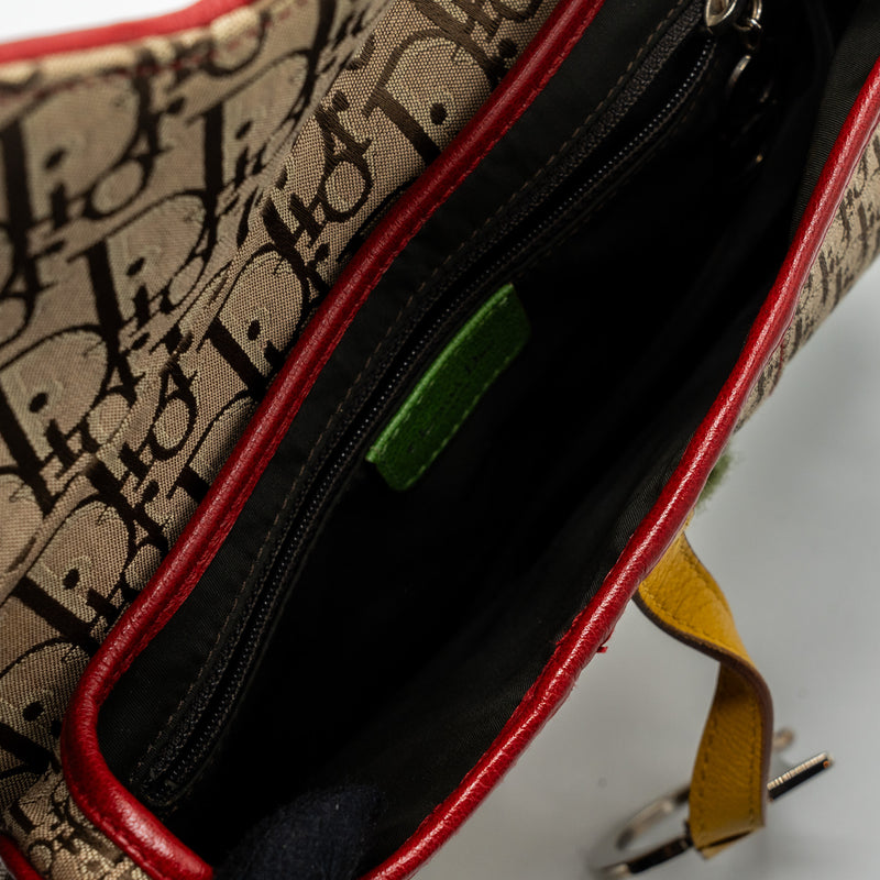 Dior Vintage Saddle Bag Canvas/ Leather Multicolour SHW