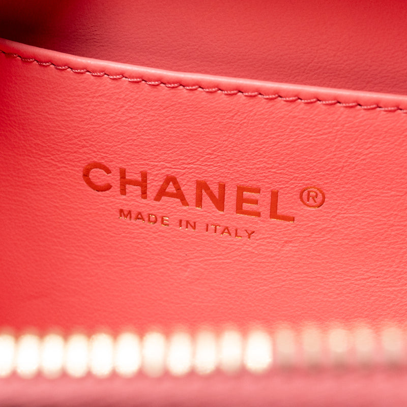 Chanel 22S Letter Top Handle Small Vanity Case Caviar Pink Brushed GHW (Microchip)