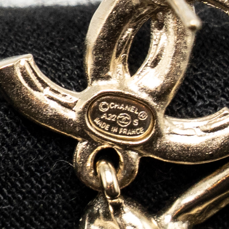 Chanel Giant Bow/Pearl Drop Earrings Light Gold Tone