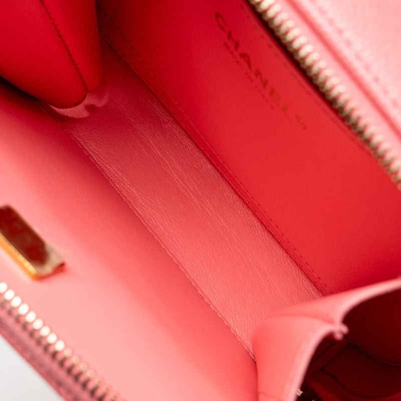 Chanel 22S Letter Top Handle Small Vanity Case Caviar Pink Brushed GHW (Microchip)