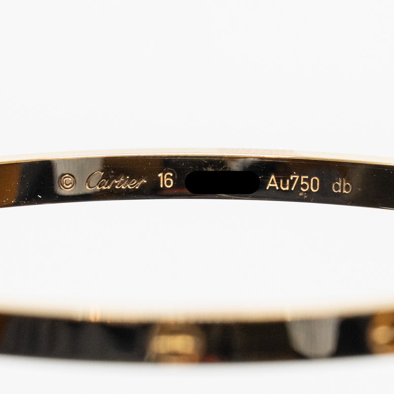 Cartier Size 16 Love Bracelet, Small Model Yellow Gold