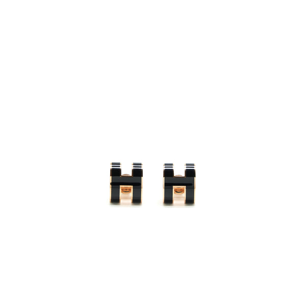Hermes Pop H Earrings Black RGHW