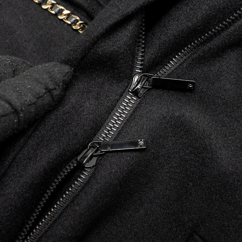 Chanel size 36 cashmere jacket with chain details Black