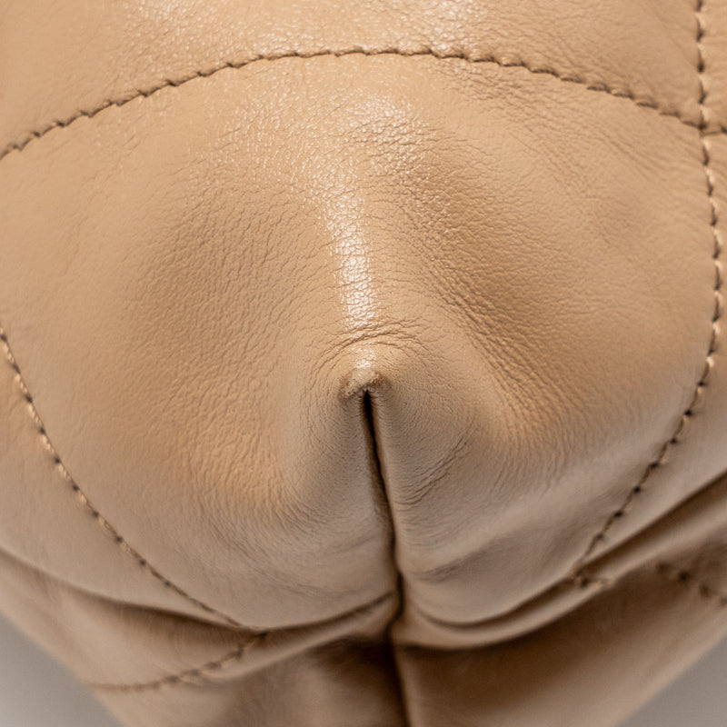 Chanel Small 22 bag calfskin dark beige SHW (microchip)