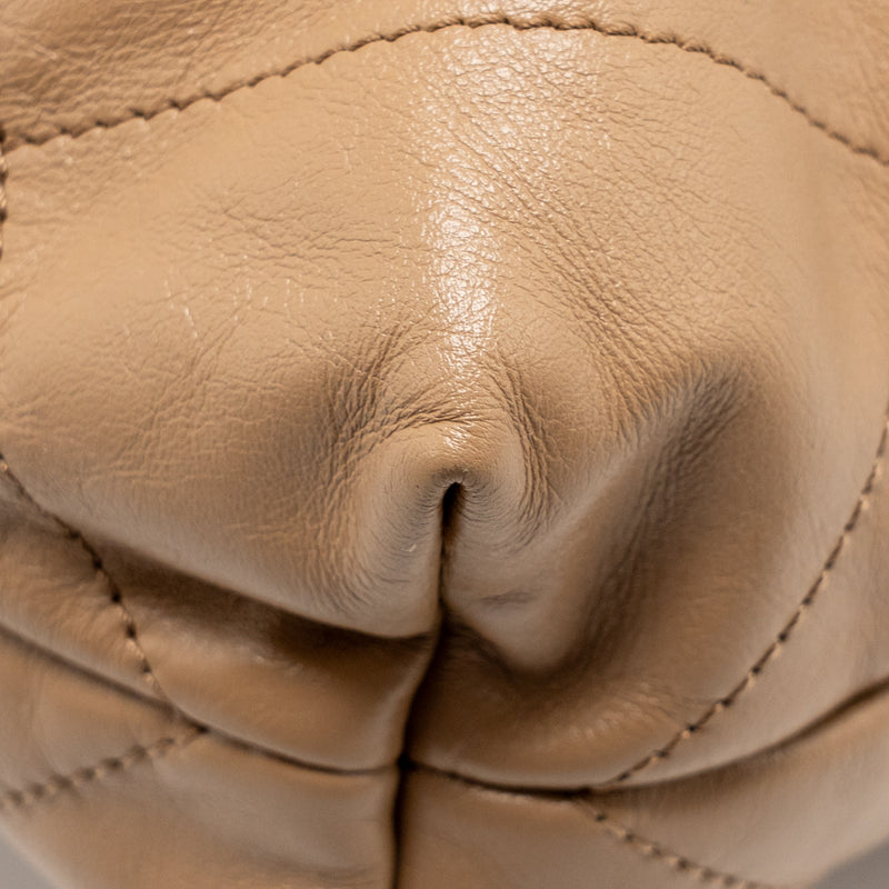 Chanel Small 22 bag calfskin dark beige SHW (microchip)
