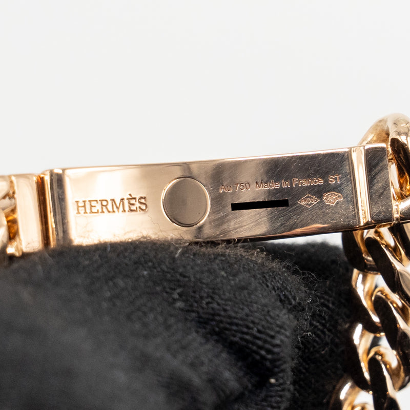 Hermes Size ST Kelly Gourmette Bracelet Rose Gold, Diamonds