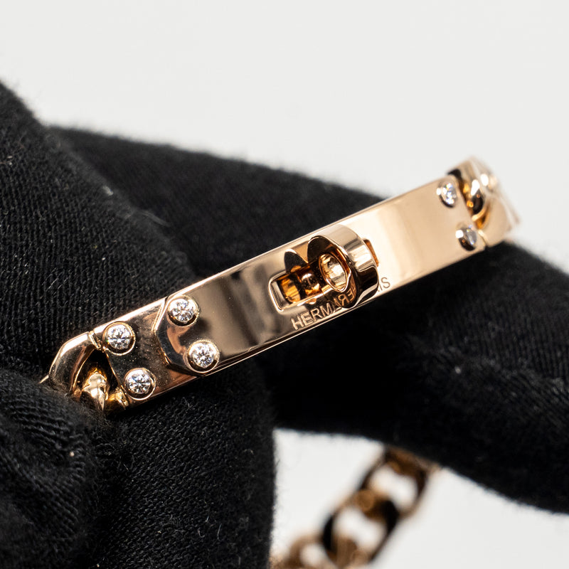 Hermes Size ST Kelly Gourmette Bracelet Rose Gold, Diamonds