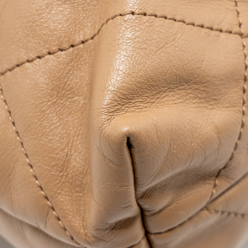 Chanel Small 22 bag calfskin dark beige SHW (microchip)