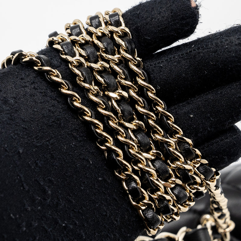 Chanel 23K Leather Chain Top Handle Mini Rectangular Flap Bag Lambskin Black LGHW (microchip)