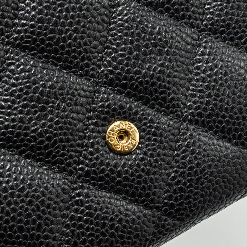Chanel Classic flap long wallet Caviar black GHW