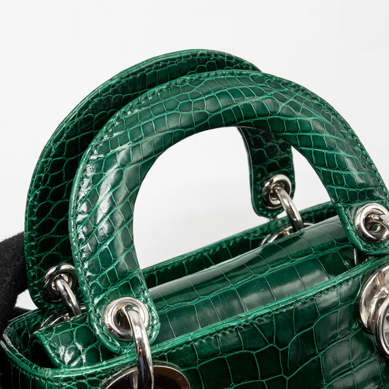 Dior Mini Lady Dior Crocodile Green SHW