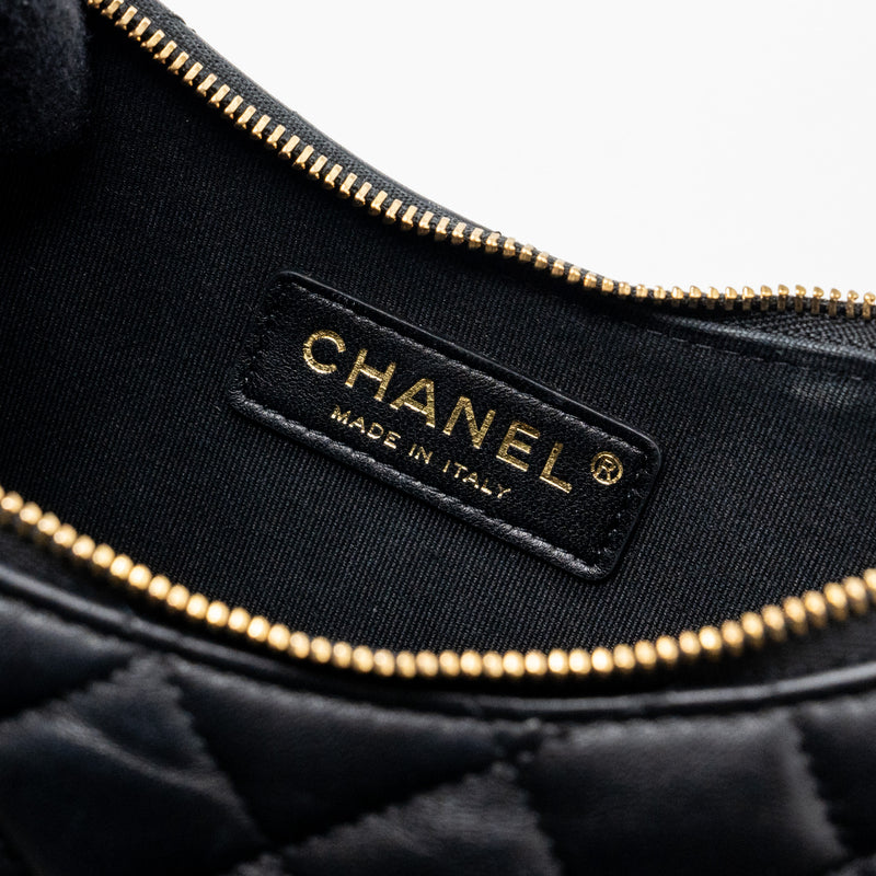Chanel Small Moon Hobo Bag Lambskin Black LGHW (microchip)