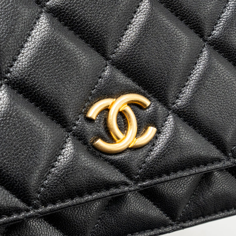 Chanel Detailed Strap Wallet on Chain Lambskin Black with Multicolour Hardware (Microchip)