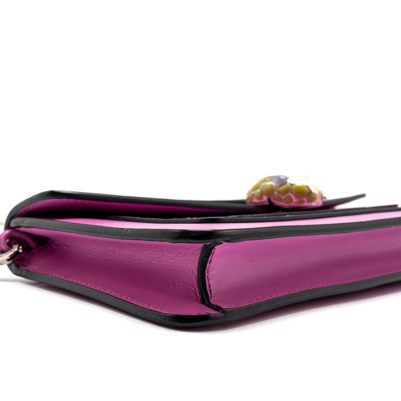 Bvlgari Serpenti forever clutch with chain calfskin pink SHW