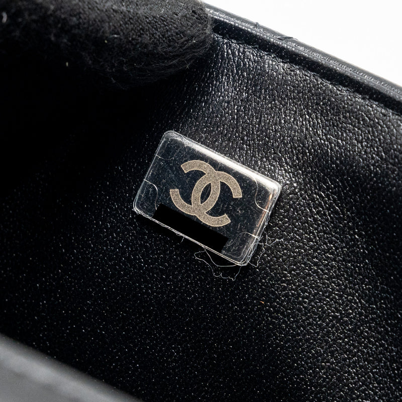 Chanel Mini Square Flap Bag Lambskin Black SHW (Microchip)