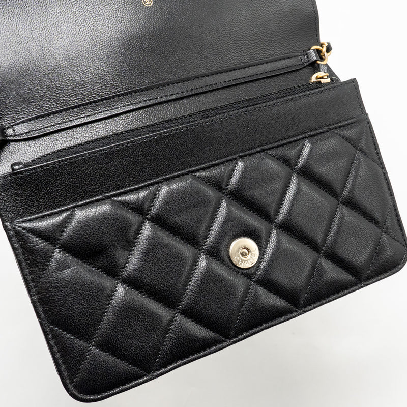 Chanel Detailed Strap Wallet on Chain Lambskin Black with Multicolour Hardware (Microchip)