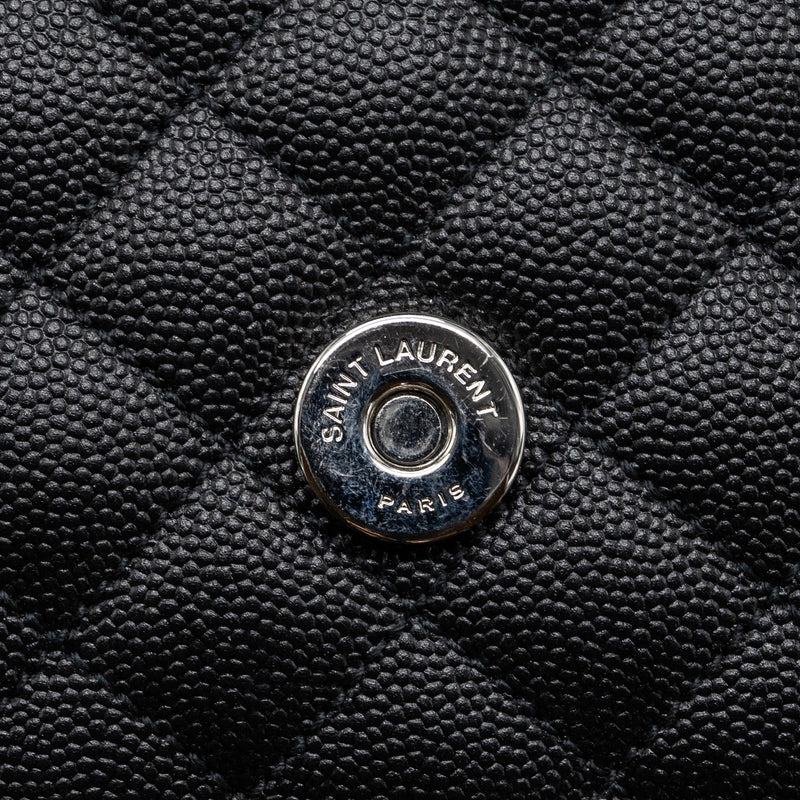 Saint Laurent/YSL Envelope Medium Chain Bag Grained Calfskin Mix Matelasse Black SHW