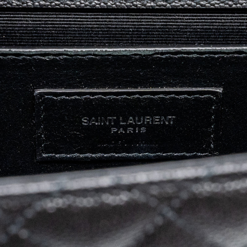 Saint Laurent/YSL Envelope Medium Chain Bag Grained Calfskin Mix Matelasse Black SHW