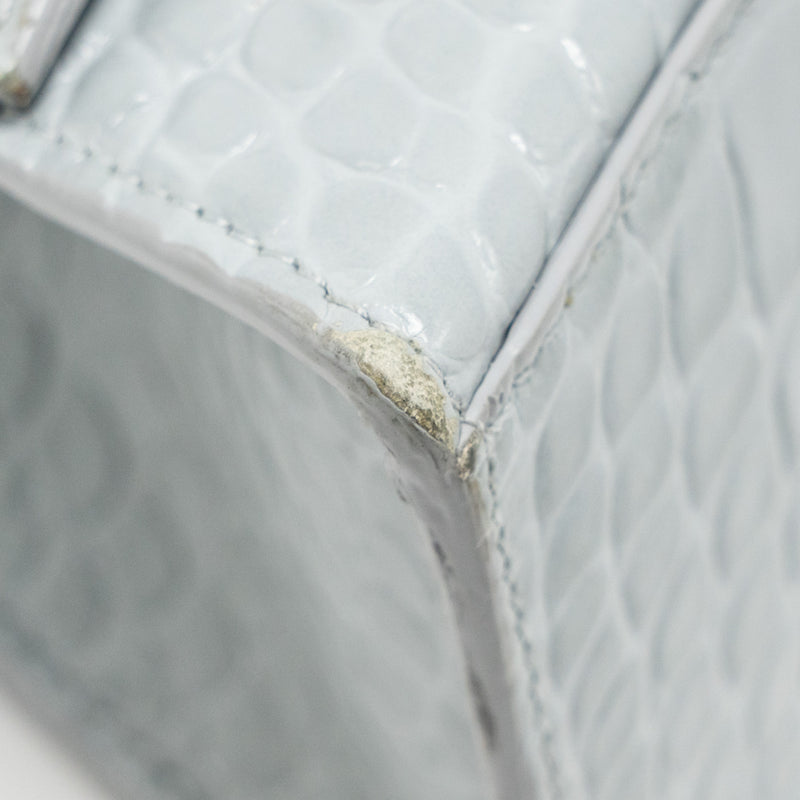 Balenciaga Small Hourglass Bag Croc-embossed Calfskin Grey SHW