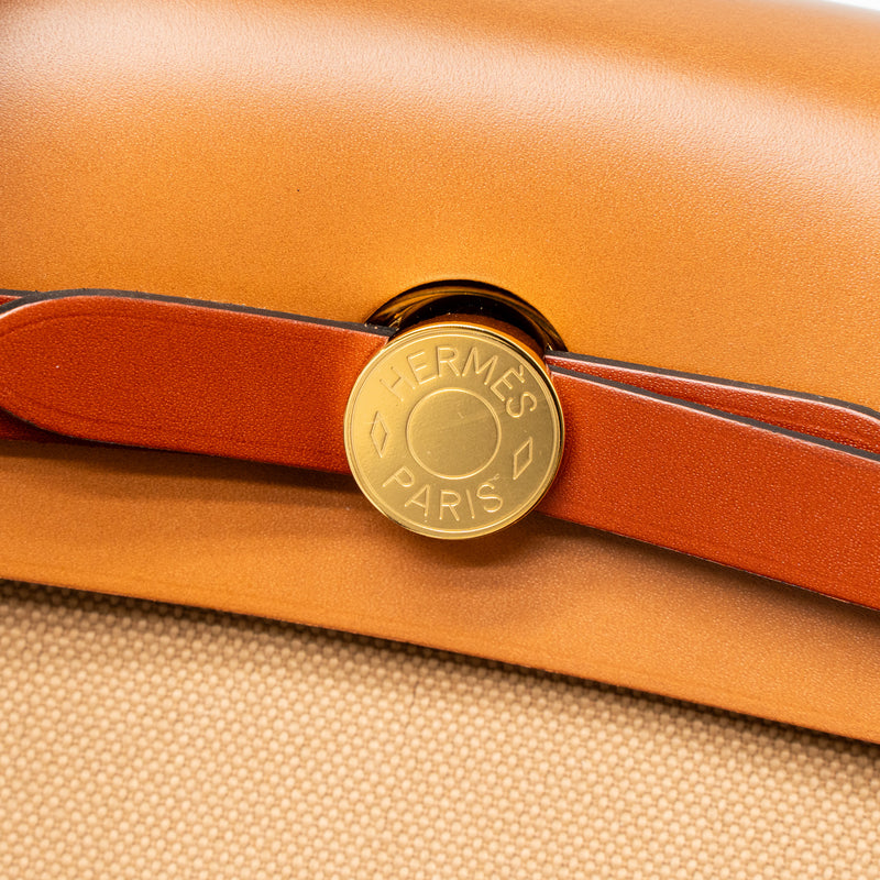 Hermes Herbag 31 Zip Bag Canvas/Vache Hunter Chai/ Natural Sable/ Fauve/ Cuivre GHW Stamp U