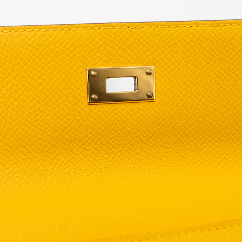 Hermes kelly to go epsom jaune amber GHW stamp Z