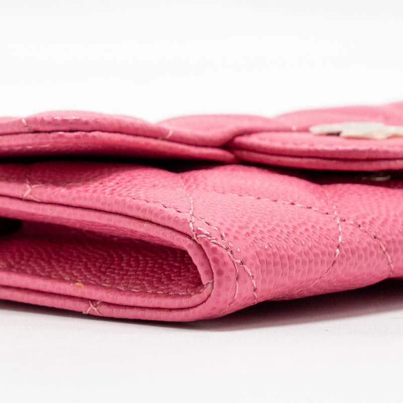 Chanel Classic flap card holder caviar pink GHW