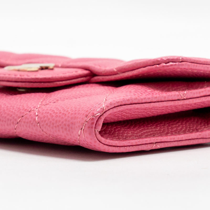 Chanel Classic flap card holder caviar pink GHW