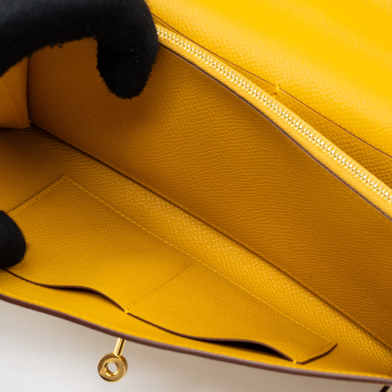 Hermes kelly to go epsom jaune amber GHW stamp Z