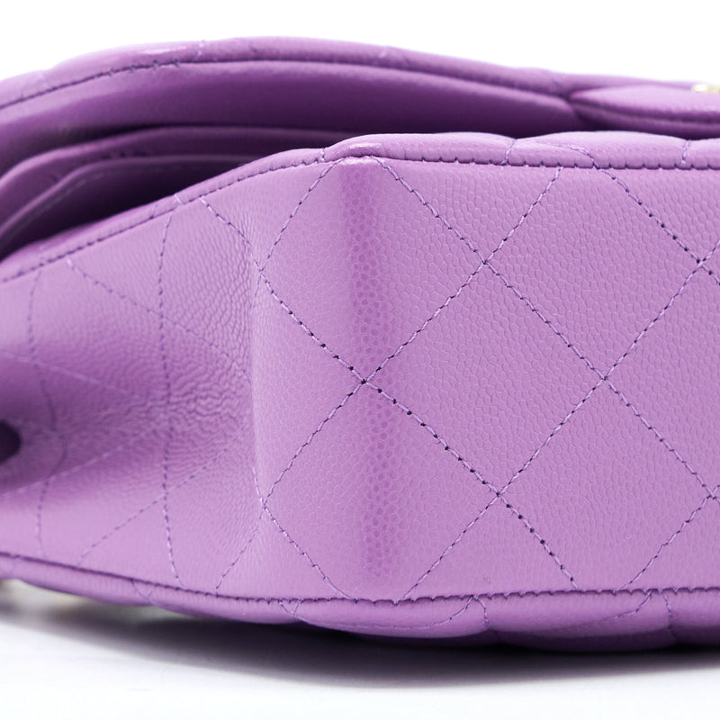 Chanel 22S Small Classic Double Flap Bag Caviar Purple LGHW (Microchip)