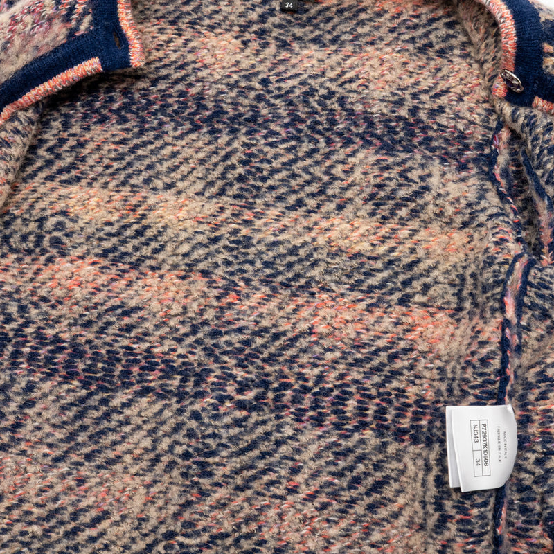 Chanel 22A size 34 coco neige cardigan shearling fur cashmere/wool pink/blue