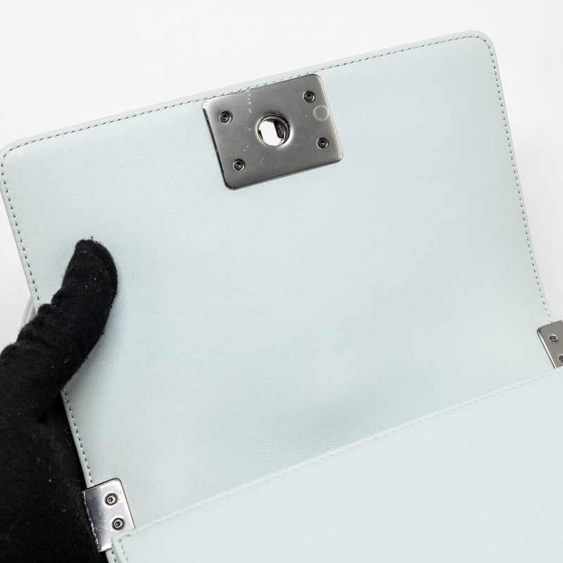 Chanel Small Boy Bag Calfskin Light Blue SHW (Microchip)