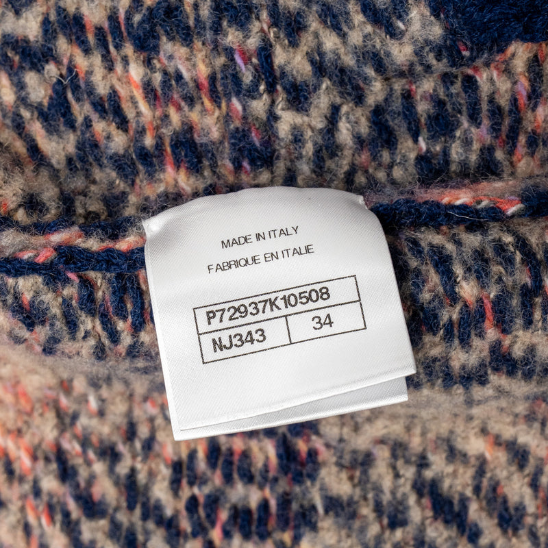 Chanel 22A size 34 coco neige cardigan shearling fur cashmere/wool pink/blue