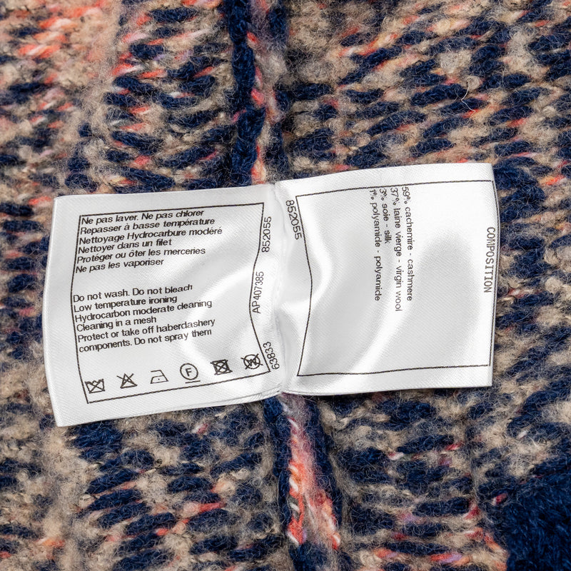 Chanel 22A size 34 coco neige cardigan shearling fur cashmere/wool pink/blue