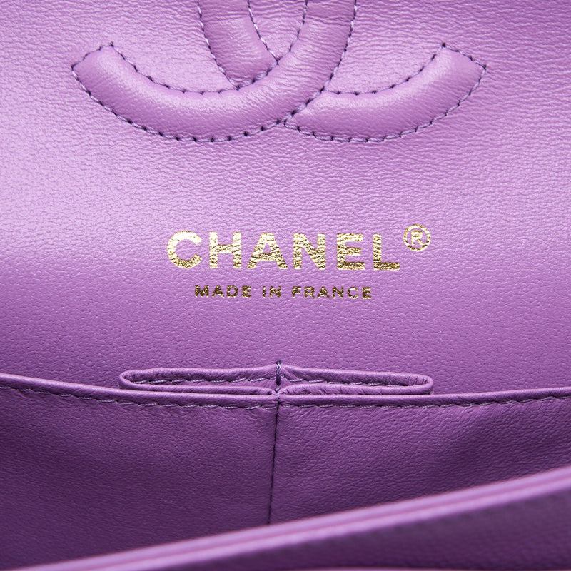Chanel 22S Small Classic Double Flap Bag Caviar Purple LGHW (Microchip)
