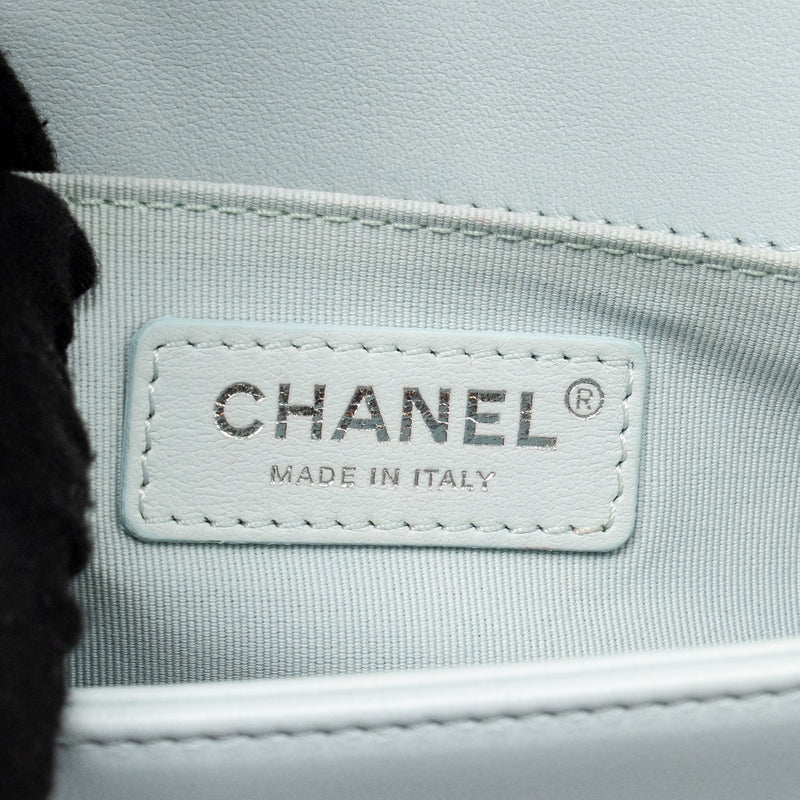 Chanel Small Boy Bag Calfskin Light Blue SHW (Microchip)