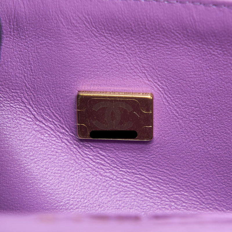 Chanel 22S Small Classic Double Flap Bag Caviar Purple LGHW (Microchip)