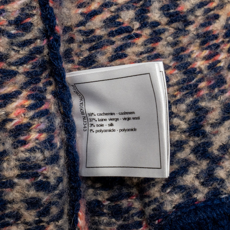 Chanel 22A size 34 coco neige cardigan shearling fur cashmere/wool pink/blue