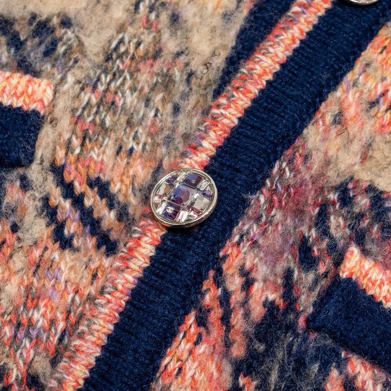 Chanel 22A size 34 coco neige cardigan shearling fur cashmere/wool pink/blue