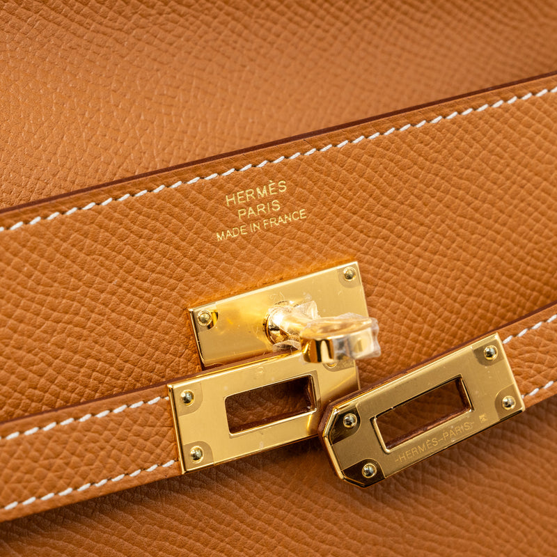 Hermes kelly long wallet epsom gold GHW stamp D
