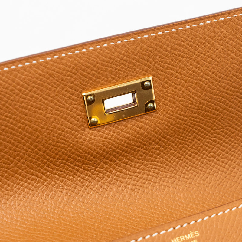 Hermes kelly long wallet epsom gold GHW stamp D