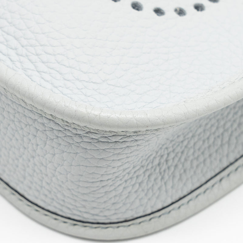 Hermes Mini Evelyn Clemence Bleu Pale/Bleu Indigo SHW Stamp Y