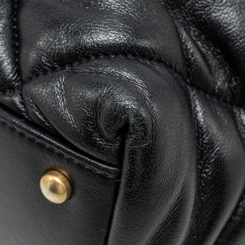 Chanel New York Bowling Bag Quilted Lambskin Black GHW