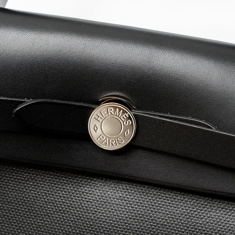 Hermes Herbag 31 Zip Bag Toile H Berline Canvas/Vache Hunter Black/Ecru SHW Stamp Z